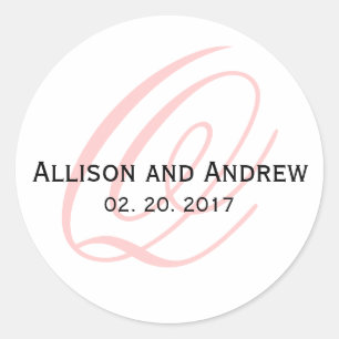 Blush Pink Script Initial Q Monogram Wedding Favou Classic Round Sticker