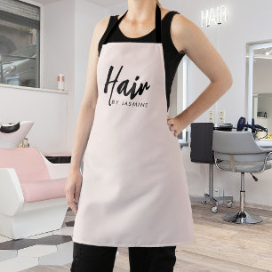 Blush Pink Script Logo Hair Salon Staff Apron