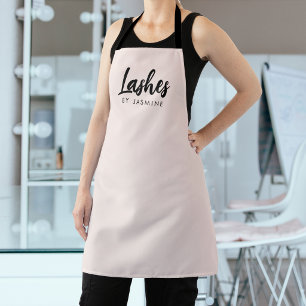 Blush Pink Script Logo Lashes Staff Apron