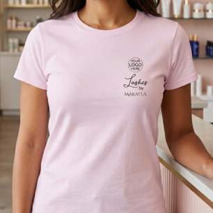 Blush Pink Script Logo Lashes Staff T-Shirt