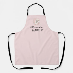 Blush Pink Script Logo Makeup Staff Apron