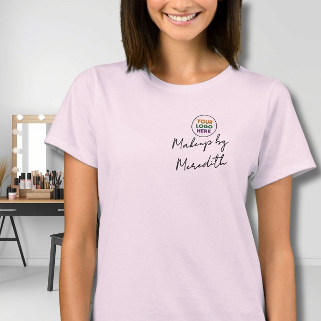 Blush Pink Script Logo Makeup Staff  T-Shirt (Creator Uploaded)