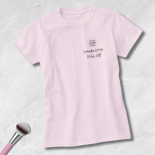 Blush Pink Script Logo Makeup Staff  T-Shirt (Creator Uploaded)