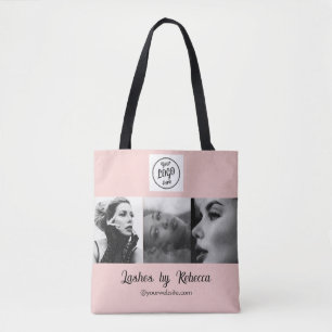 Blush Pink Script Logo Photo Eye Lashes Studio  Tote Bag