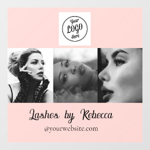 Blush Pink Script Logo Photo Eye Lashes Studio Window Cling