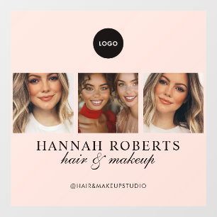 Blush Pink Script Logo Photo Hair Makeup Studio Window Cling