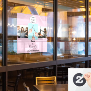 Blush Pink Script Logo Photo Hair Salon Window Cling