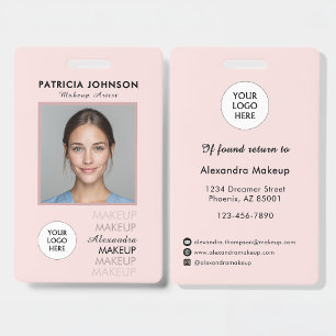 Blush Pink Script Logo Photo ID Badge
