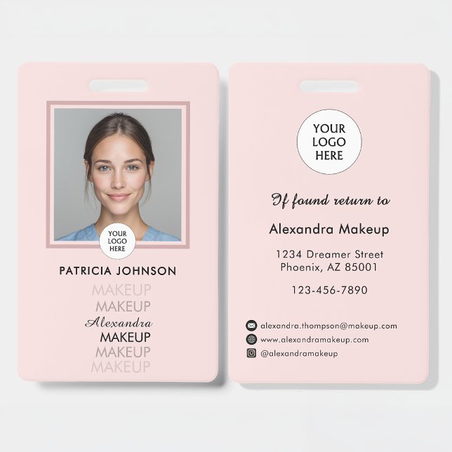 Blush Pink Script Logo Photo ID Badge (Creator Uploaded)