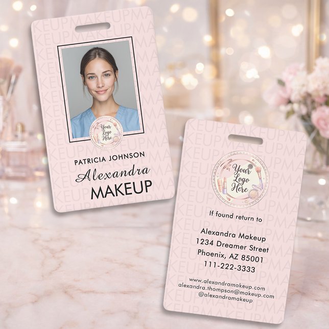 Blush Pink Script Logo Photo ID Badge (Creator Uploaded)