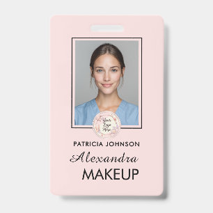 Blush Pink Script Logo Photo ID Badge