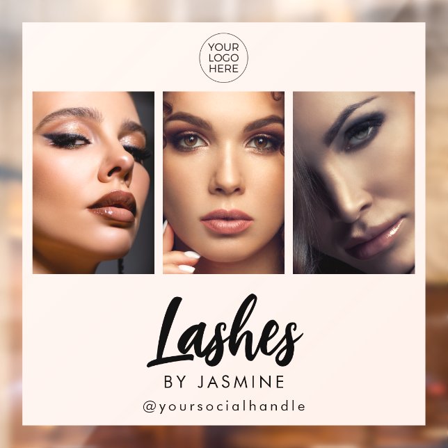 Blush Pink Script Logo Photo Lash Artist Window Cling (Sheet 2)