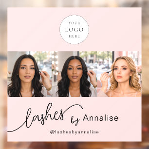 Blush Pink Script Logo Photo Lashes Makeup Studio Window Cling