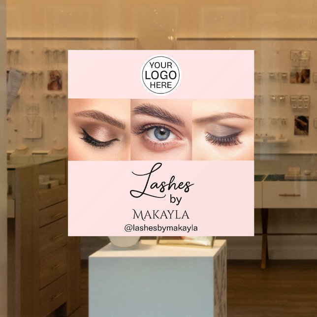 Blush Pink Script Logo Photo Lashes Studio Window Cling (Creator Uploaded)