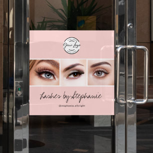 Blush Pink Script Logo Photo Lashes Studio Window Cling