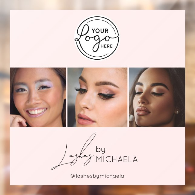 Blush Pink Script Logo Photo Lashes Studio  Window Cling (Sheet 2)