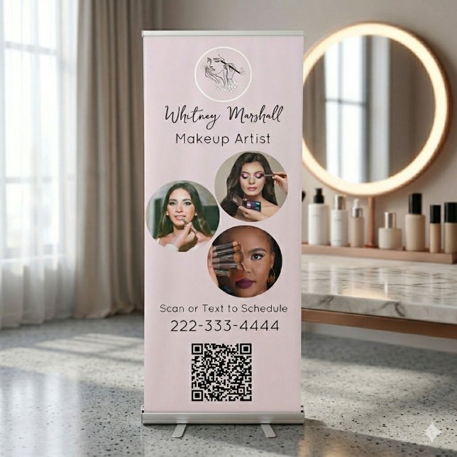 Blush Pink Script Logo Photo Makeup Artist Retractable Banner (Creator Uploaded)