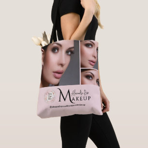 Blush Pink Script Logo Photo Makeup Artist Tote Bag