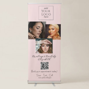 Blush Pink Script Logo Photo Makeup Studio Retractable Banner