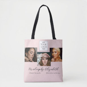 Blush Pink Script Logo Photo Makeup Studio Tote Bag
