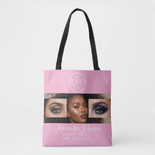 Blush Pink Script Logo Photo Makeup Studio Tote Bag