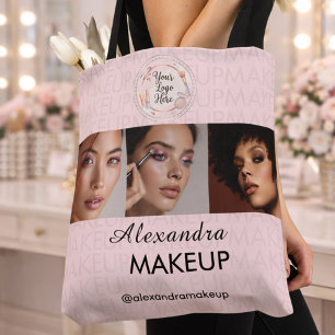 Blush Pink Script Logo Photo Makeup Studio Tote Bag