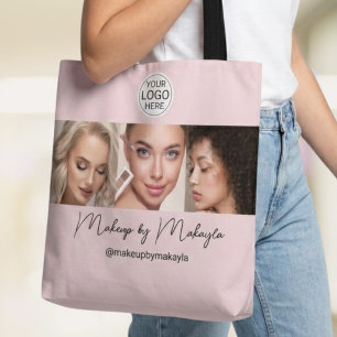 Blush Pink Script Logo Photo Makeup Studio Tote Bag