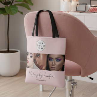 Blush Pink Script Logo Photo Makeup Studio Tote Bag
