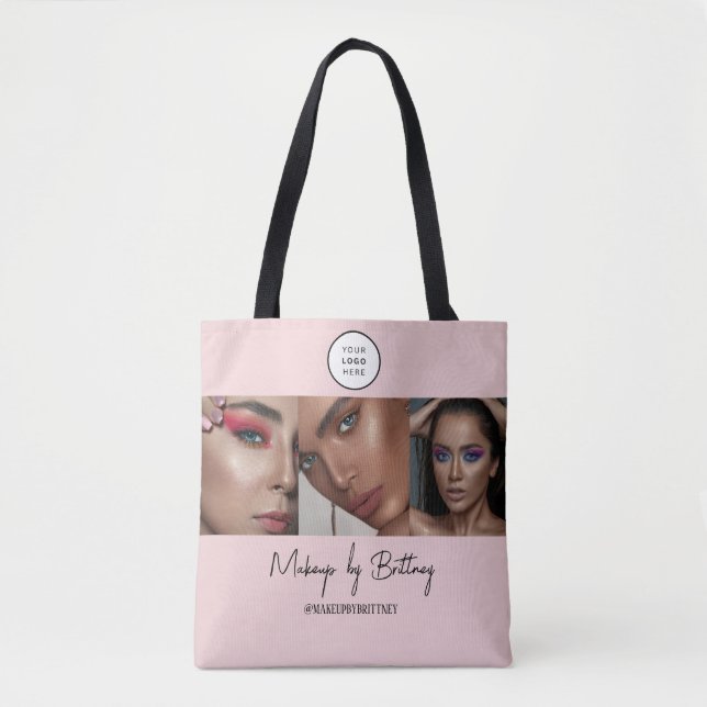 Blush Pink Script Logo Photo Makeup Studio  Tote Bag (Front)