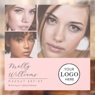 Blush Pink Script Logo Photo Makeup Studio Window Cling