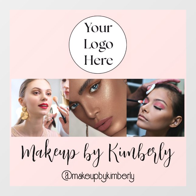 Blush Pink Script Logo Photo Makeup Studio Window Cling (Sheet)