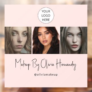 Blush Pink Script Logo Photo Makeup Studio Window Cling