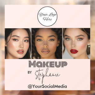 Blush Pink Script Logo Photo Makeup Studio Window Cling