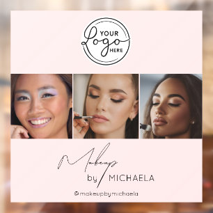 Blush Pink Script Logo Photo Makeup Studio Window Cling