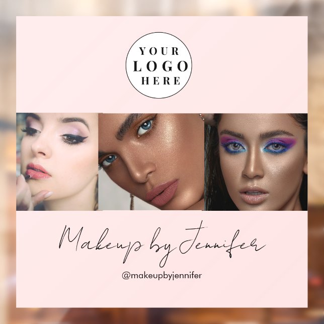 Blush Pink Script Logo Photo Makeup Studio Window Cling (Sheet 2)