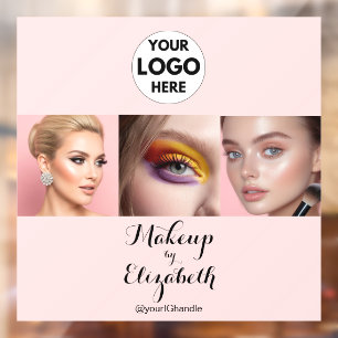 Blush Pink Script Logo Photo Makeup Studio Window Cling