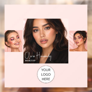 Blush Pink Script Logo Photo Makeup Studio Window Cling