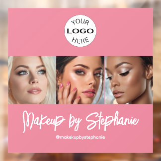 Blush Pink Script Logo Photo Makeup Studio Window Cling
