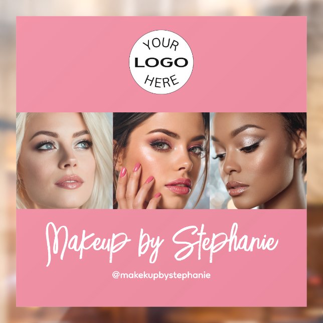 Blush Pink Script Logo Photo Makeup Studio Window Cling (Sheet 2)
