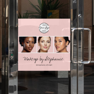 Blush Pink Script Logo Photo Makeup Studio Window Cling