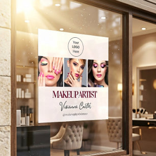 Blush Pink Script Logo Photo Makeup Studio Window Cling