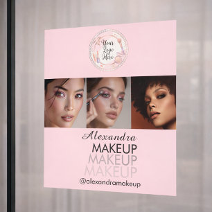 Blush Pink Script Logo Photo Makeup Studio Window Cling