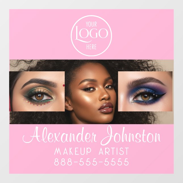 Blush Pink Script Logo Photo Makeup Studio Window Cling (Sheet)