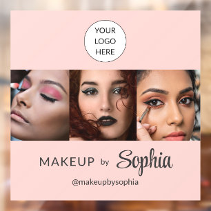 Blush Pink Script Logo Photo Makeup Studio Window Cling
