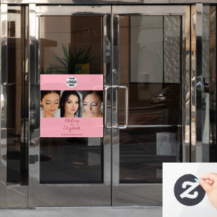 Blush Pink Script Logo Photo Makeup Studio Window Cling