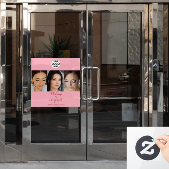 Blush Pink Script Logo Photo Makeup Studio Window Cling (Office Door)