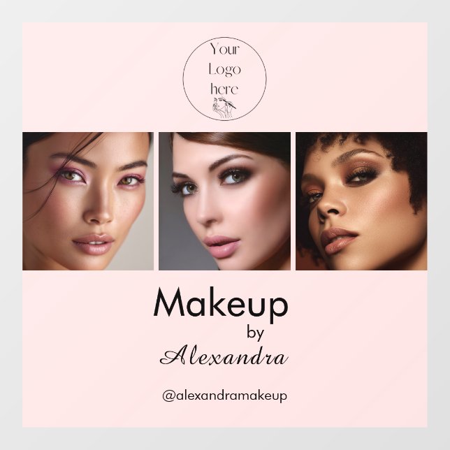 Blush Pink Script Logo Photo Makeup Studio Window Cling (Sheet)