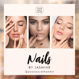 Blush Pink Script Logo Photo Nail Artist Window Cling
