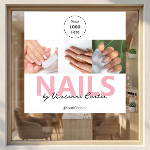 Blush Pink Script Logo Photo Nail Salon Window Cling