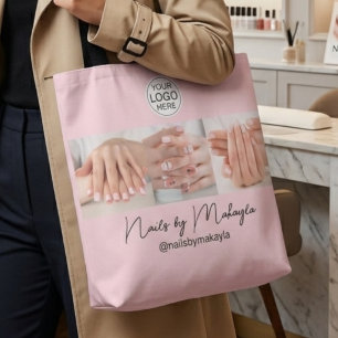 Blush Pink Script Logo Photo Nail Studio Tote Bag